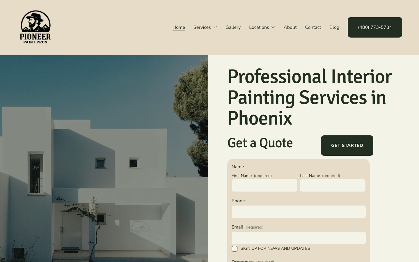 Pioneer Paint Pros website